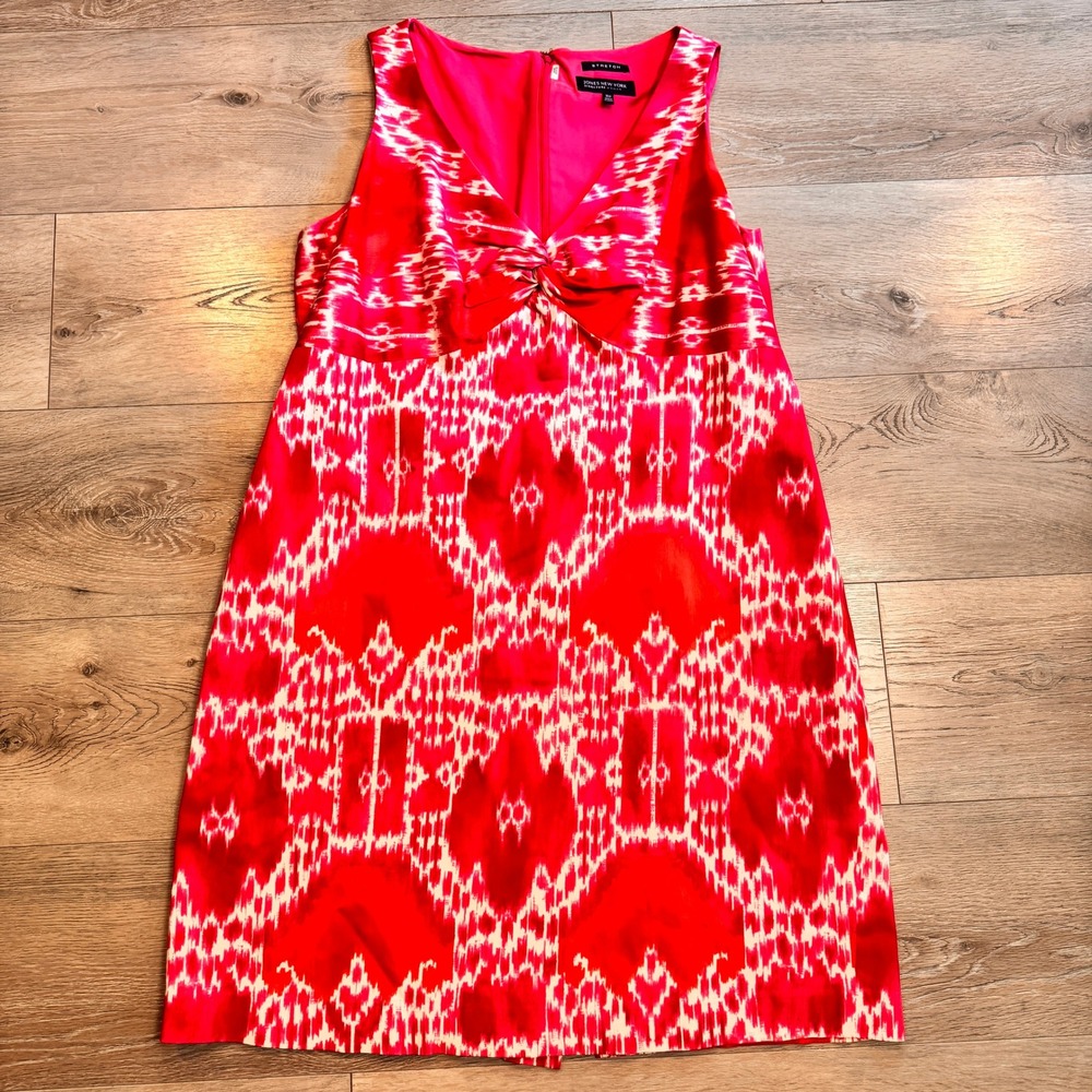 Jones New York Signature Woman Plus 16W Red Pink Sleeveless‎ Stretch Dress